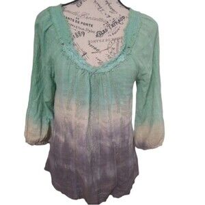 Free people tie dye fringed top Small Hobo Beachy